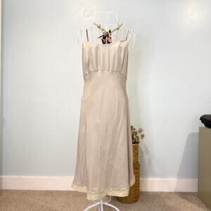 Stunning vintage dosa taupe champagne silk slip dress